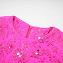Ceriselle Floral-Appliqué Embellished Mini Dress in Pink
