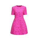 Ceriselle Floral-Appliqué Embellished Mini Dress in Pink
