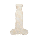 Maelis Neutrals Embroidered Off-shoulder Maxi Dress
