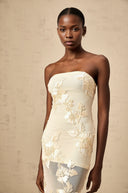 Maelis Neutrals Embroidered Off-shoulder Maxi Dress