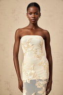 Maelis Neutrals Embroidered Off-shoulder Maxi Dress