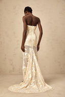 Maelis Neutrals Embroidered Off-shoulder Maxi Dress