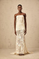 Maelis Neutrals Embroidered Off-shoulder Maxi Dress
