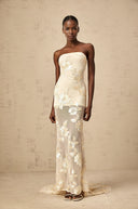 Maelis Neutrals Embroidered Off-shoulder Maxi Dress