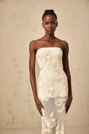 Maelis Neutrals Embroidered Off-shoulder Maxi Dress