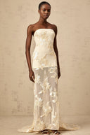 Maelis Neutrals Embroidered Off-shoulder Maxi Dress