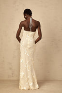Maelis Neutrals Embroidered Halterneck Maxi Dress