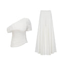 Aeris Creased Top & Trousers Matching Set in White