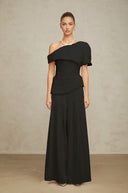 Aeris Creased Top & Trousers Matching Set in Black