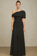 Aeris Creased Top & Trousers Matching Set in Black