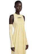 Vesia Yellow Sleeveless Draped Maxi Dress