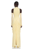 Vesia Yellow Sleeveless Draped Maxi Dress