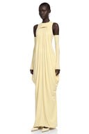 Vesia Yellow Sleeveless Draped Maxi Dress