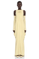 Vesia Yellow Sleeveless Draped Maxi Dress