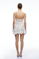 Savia White Crochet Lace Mini Dress with Spaghetti Straps