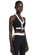 Isaline Black Halterneck Top & Trousers Set