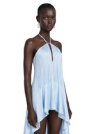 Viona Blue Halterneck Fringe Maxi Dress