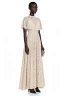 Neriselle White Lace Maxi Dress with Cape