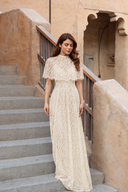 Neriselle White Lace Maxi Dress with Cape