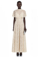 Neriselle White Lace Maxi Dress with Cape