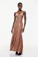 Arlisse Red Striped Pattern Maxi Dress