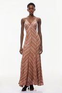 Arlisse Red Striped Pattern Maxi Dress