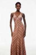 Arlisse Red Striped Pattern Maxi Dress