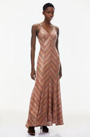 Arlisse Red Striped Pattern Maxi Dress