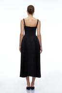 Clarisse Black Midi Dress with Contrast Collar
