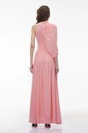 Fleurine Pink One Shoulder Ruched Maxi Dress