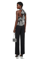 Nadira Black Halterneck Striped Twist Top