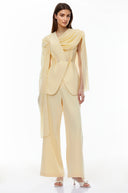 Olesya Yellow Draped Cape Top & Trousers Set
