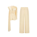 Olesya Yellow Draped Cape Top & Trousers Set