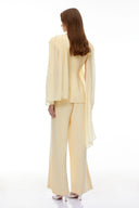 Olesya Yellow Draped Cape Top & Trousers Set