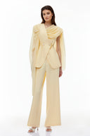 Olesya Yellow Draped Cape Top & Trousers Set