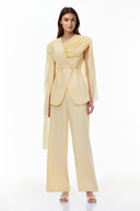 Olesya Yellow Draped Cape Top & Trousers Set