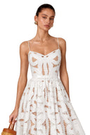 Sorina White Cut-Out Lace Spaghetti Strap Midi Dress