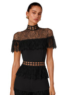 Nolia Black Lace High Neck Tiered Jumpsuit