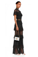 Nolia Black Lace High Neck Tiered Jumpsuit