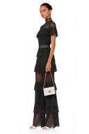Nolia Black Lace High Neck Tiered Jumpsuit