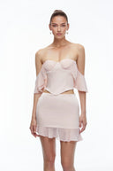 Alix Pink Off Shoulder Corset Top & Ruffled Skirt Set