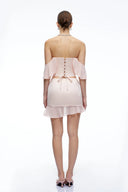 Alix Pink Off Shoulder Corset Top & Ruffled Skirt Set