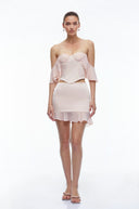 Alix Pink Off Shoulder Corset Top & Ruffled Skirt Set