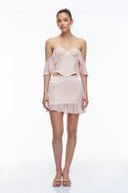 Alix Pink Off Shoulder Corset Top & Ruffled Skirt Set
