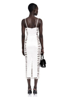Raven White Floral Lace Semi-Sheer Midi Dress