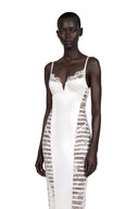 Raven White Floral Lace Semi-Sheer Midi Dress