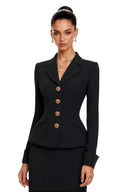 Cirelle Black Single-Breasted Blazer & Skirt Set