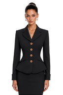 Cirelle Black Single-Breasted Blazer & Skirt Set