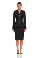 Cirelle Black Single-Breasted Blazer & Skirt Set