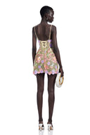 Elisse Green V-Neck Mini Dress with 3D Florals